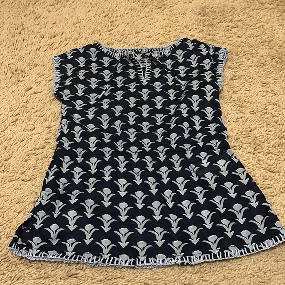 Vineyard Vines Navy and Light Blue Cap-Sleeve Swim Coverup (Toddler) - Picture 4 of 4